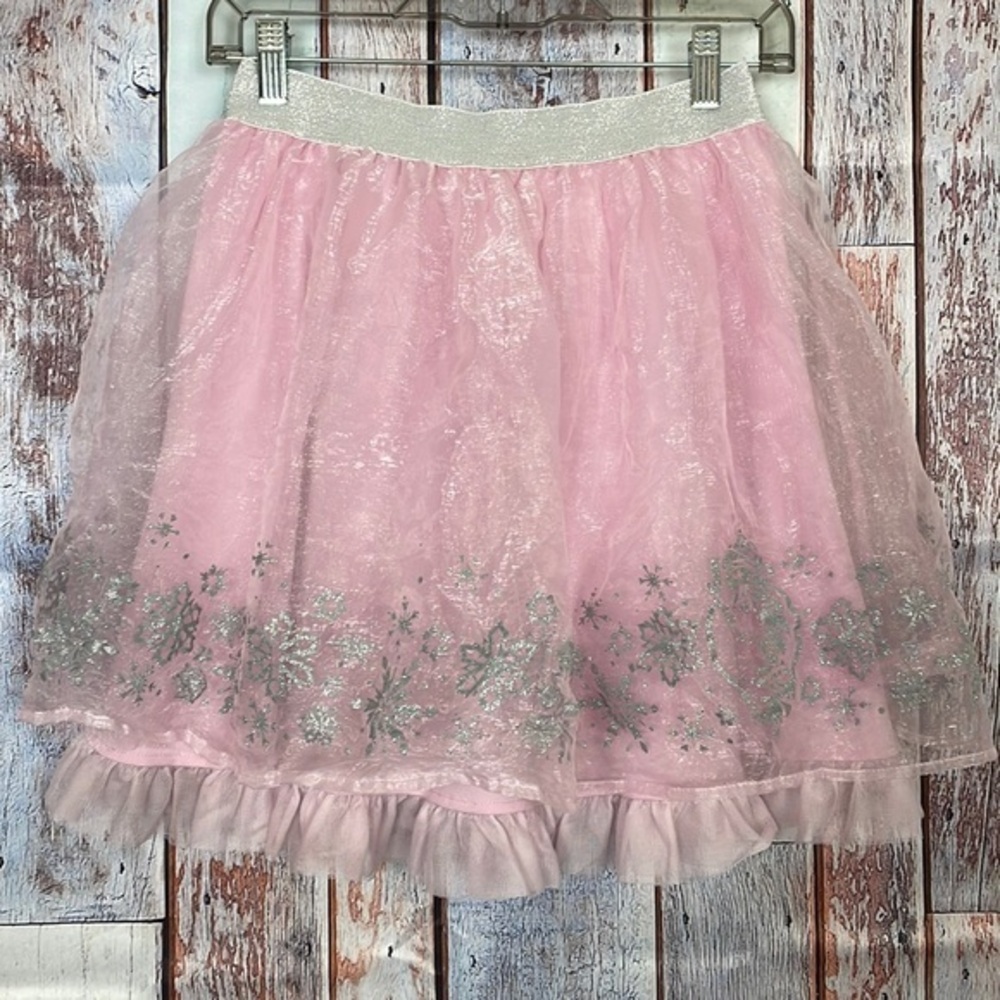 Kids‎ Pink Sparkle Snowflake Tulle Skirt Frozen Inspired Costume Dress Up